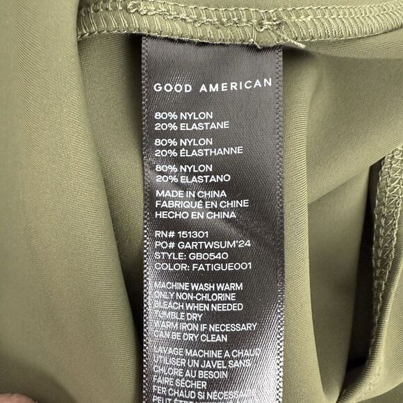 Good American Scuba Deep V Tank Bodysuit Plus Size 3XL Fatigue Green Sculpting - Picture 11 of 16